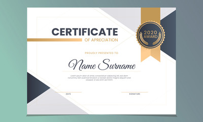 stylish modern elegant certificate of achievement award template design vector illustration