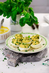 stuffed devil eggs.style rustic.