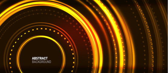 Neon circle technology background. Vector Illustration For Wallpaper, Banner, Background, Card, Book Illustration, landing page