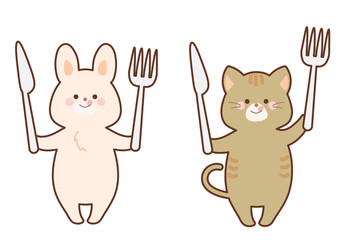グルメなうさぎと猫　セット
