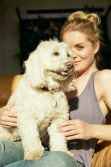 A businesswoman is calling. Office, homeoffice, quarantine, coronavirus.