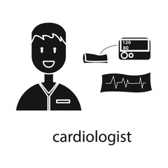 Vector design of cardiologist and cardiovascular symbol. Set of cardiologist and cardiac vector icon for stock.