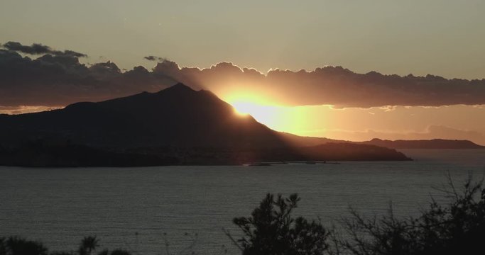 Ischia island sunset, from Bcoli port