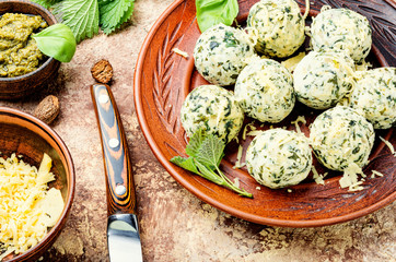 Nettle curd dumplings
