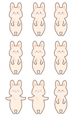 うさぎの顔　表情バリエーションセット1