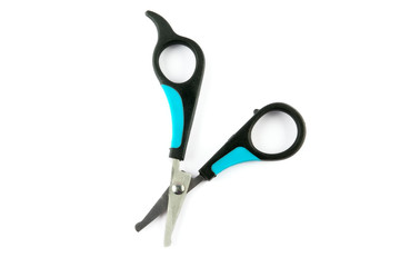 Scissors for grooming animals isolated on a white .