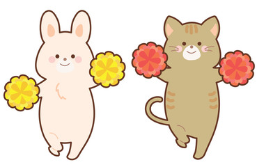 応援する猫とうさぎ　セット