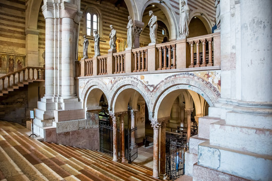 Interiors of the Basilica of Saint Zeno in Verona. Veneto, Italy