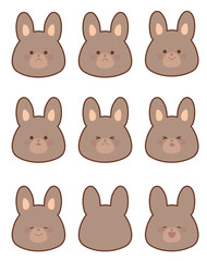 ウサギ顔　表情バリエーションセット1