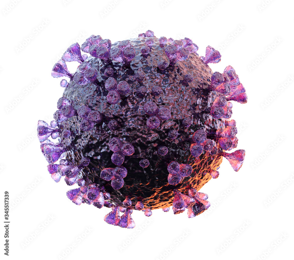 Aufkleber 3d rendering of the coronavirus on a microscopic level isolated on white background. microscope clos
