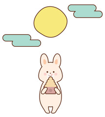 お月見をするうさぎ