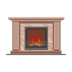 Fireplace vector icon.Cartoon vector icon isolated on white background fireplace.