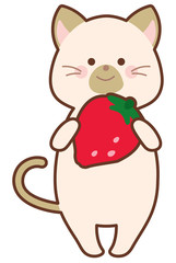 いちごを持つ猫