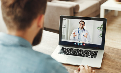 Fototapeta na wymiar Video conference video chat with a doctor online.