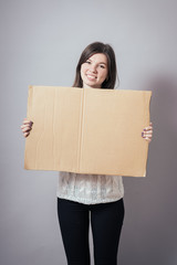 girl, holding a poster