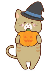 ハロウィンの仮装をした猫