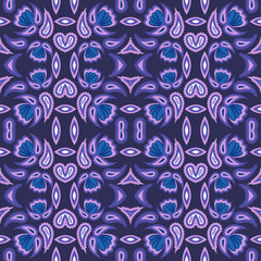 seamless pattern with leaves and flowers doodling style