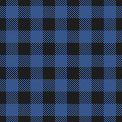 Lumberjack plaid seamless pattern. Vector illustration. Dark blue color.