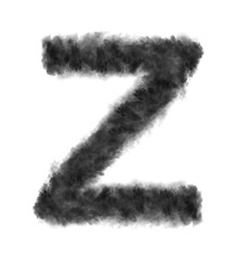 Letter Z made from black clouds on a white background.
