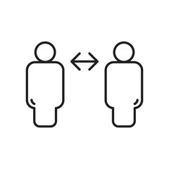 Social distancing vector line icon. Keep your distance in public to prevent coronavirus pandemic. Preventive measures in quarantine times