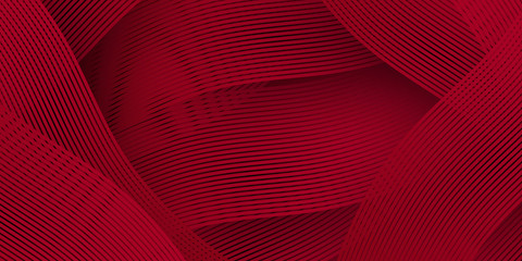 Red background with abstract 3d waves shapes decoration with copy space. Modern template with corporate concept. Vector illustration design for presentation design, banner, flyer and much more