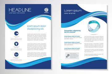Template vector design for Brochure, AnnualReport, Magazine, Poster, Corporate Presentation, Portfolio, Flyer, infographic, layout modern with blue color size A4, Front and back, Easy to use and edit.