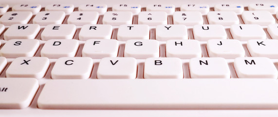 White computer keyboard close up.