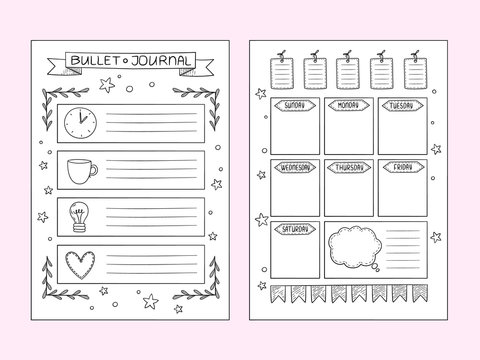 Bullet Journal Drawing Template, Journal Writing Template