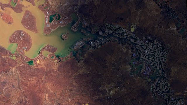 Lake Carnegie landscape sunrise animation aerial satellite view. Images furnished by Nasa