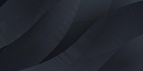 Black wave background with copy space. Abstract 3d stripes waves for presentation design, banner, flyer, and much more. Vector illustration design 
