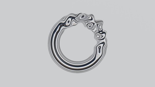 Abstract 3D torus with liquid waves deformation. 3d illustration