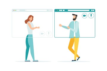 Video call conference, working from home, social distancing, business discussion