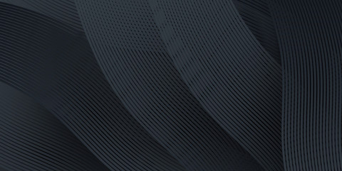 Modern black abstract curve lines background for presentation design, banner, brocure, and business card. Vector illustration with 3d stripes overlap design