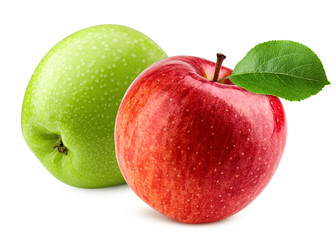 red and green apples, isolated on white background, clipping path, full depth of field