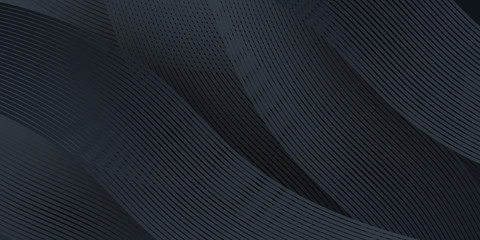 Modern black abstract curve lines background for presentation design, banner, brocure, and business card. Vector illustration with 3d stripes overlap design