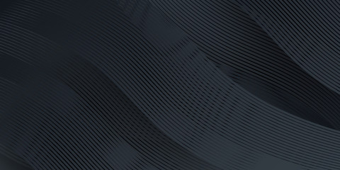Naklejka premium Black background with 3d effect of lines abstract geometric shapes decoration. Vector illustration for presentation design, banner, poster, flyer, and much more
