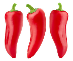 red hot chilli peppers on white background, isolated, clipping path