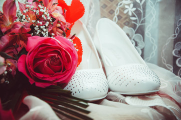 stylish wedding attributes of the bride shoes