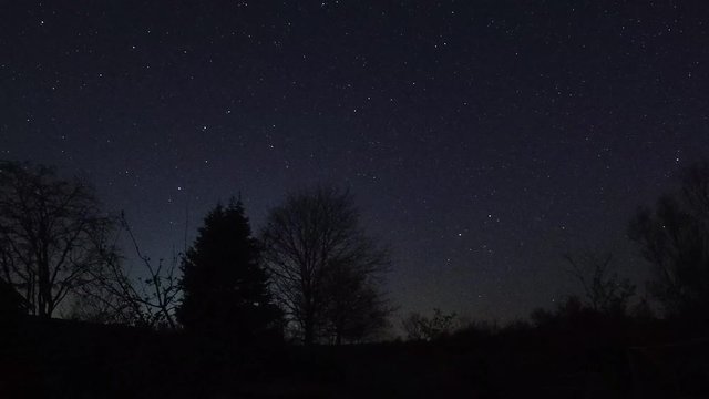Timelapse taken in the night. Starlapse with cars in the foreground. Starlapse, nightlapse.