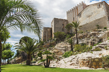 Fototapeta na wymiar gardens of the castle peñiscola, castellon, spain