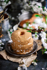 Glazed tres leches donuts.selective focus.
