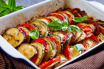 yummy french tian provencal, close-up, top view