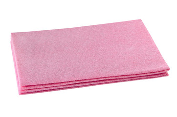 Two pink cleaning micro fiber cloth isolated on white background