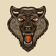 Wolf head vector colored vintage illustration