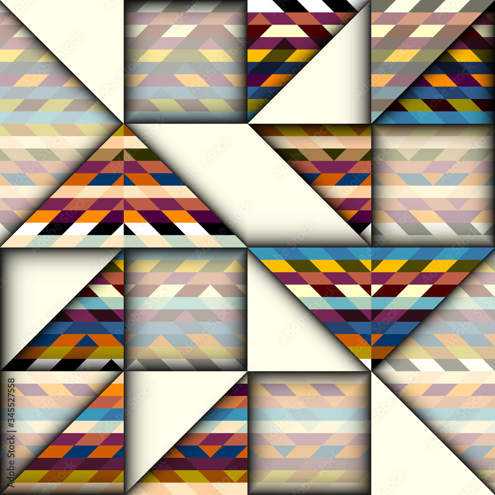 Poster Paper cut shapes design. Seamless vector pattern.
