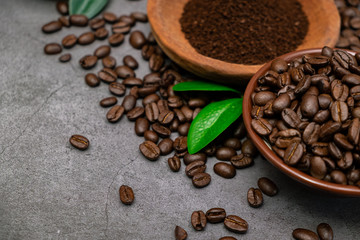 Coffee beans on vintage floor