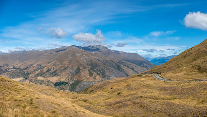 View along the Crown Range Road, South Island, New Zealand