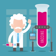 Vector an old scientist discovered a vaccine in a laboratory.
