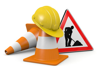 3d illustration traffic cone work in progress