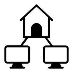 Small Home Office Interanet concept vector glyph icon design, Work from home symbol on white background, Interconnected devices Map Sign